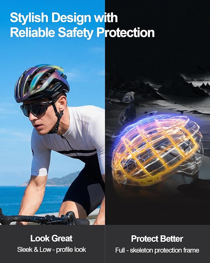 Odoland Adult Bike Helmet - Super Ventilation & Impact-Resistant Frame, Adjustable Dial System Lightweight Bicycle Helmet for Mountain, Commuting, Road Cycling