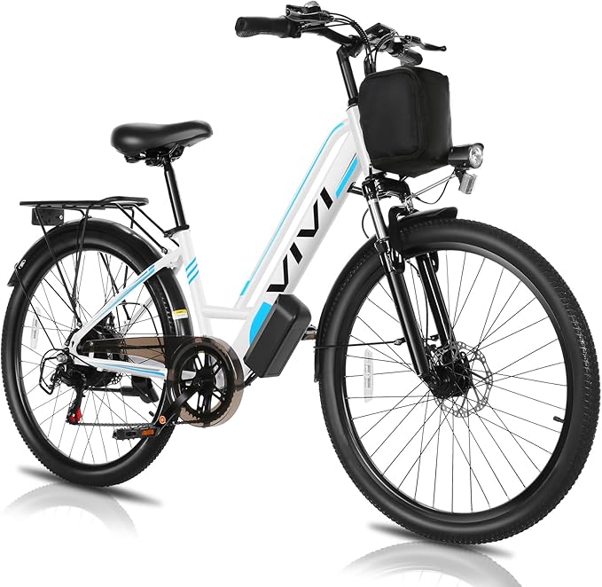 Vivi MT26GUL Electric Bike 26" Step Through Electric Bicycle with Removable 48V 374.4Wh Battery, 750W Peak Motor, 21.7Mph Top Speed, Up to 50 Miles, Cruise Control, 7 Speed, SGS Certified to UL2849