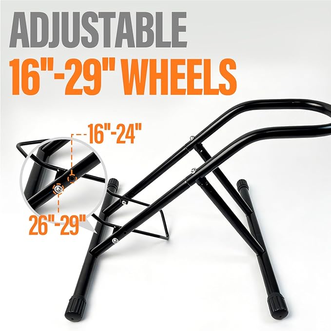 NEW Bike Stand Floor for 16-29" | Roll in/out Bike Rack Garage | Easy Parking Bike Storage | Bicycle Stand Fits Tires <3.4" | In&Outdoor Bike Holder | for Bike Repair & eBike Stand etc.