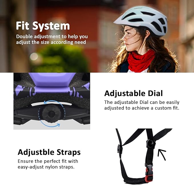 Bike Helmet for Adults Women Men Youth Kids, Lightweight Mountain Road Bicycle Cycling Helmets with Adjustable Dial & Removable Visor