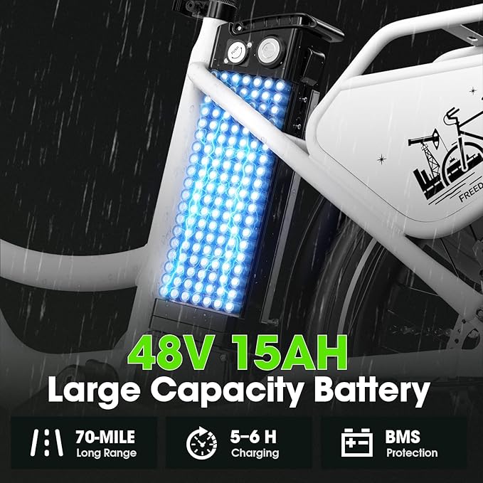 Electric Bike for Adults - 1000W Peak Motor Ebike with 48V15Ah Removable Battery, 20" x 3.0 Fat Tire Step-Thru 7-Speed Commuter Electric Bicycle, Up to 24 MPH, 70 Miles Range, UL 2849 Certified.