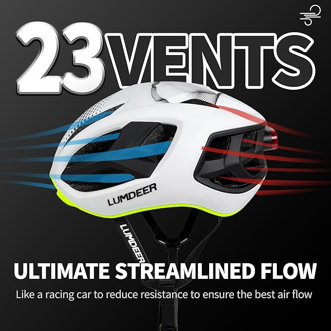LUMDEER Adult Bike Helmet for Men and Women-Magnetic Taillight, Magnetic Clasps, Lightweight Shockproof, CPSC Safety Certified for Aerodynamic Road Cycling, Mountain Biking & Cyclocross Helmet