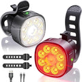 Bike Lights Kit 9LED Bike Headlights High & Low Beams, Ultra-Light and Bright Bicycle Lights, Waterproof Bike Lights for Night Riding, USB-C Bicycle Front and Rear Lights