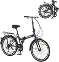 24" Folding Bikes for Adults 7 Speed City Commuting Folding Bicycle with Steel Frame/Front and Rear are V Brakes Compact Folding Bike for Adults Men and Wome No Assembly Required