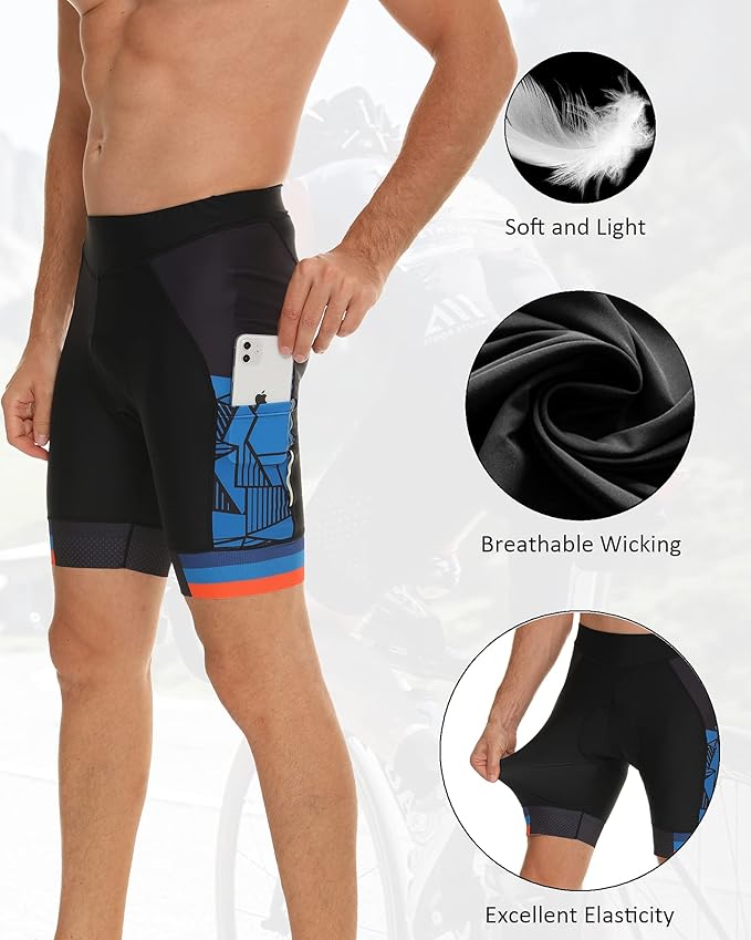 Padded Cycling Shorts Men's Cycling Underwear with 3D Padding Biking Bicycle Shorts Shock Absorb Comfortable Lightweight