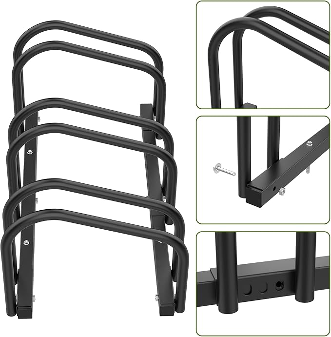 WALMANN 3 Bikes Floor Bike Stand, Bike Parking Rack Garage Bike Storage Stand Indoor/Outdoor 22-28" Wheel Stand, Max. Tire Width 2.1"