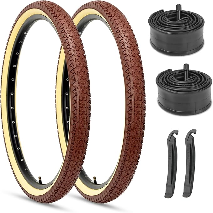 Hycline 26x2.125 Cruiser Bike Tires Set: 2-Pack 26-inch Premium Butyl Rubber High-Performance Folding Replacement Bicycle Tires for Beach Cruiser and Urban Commuting Bicycle
