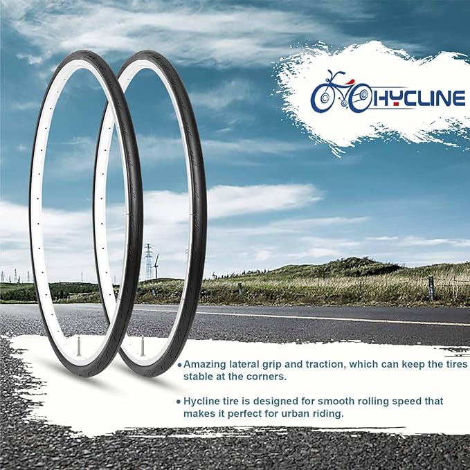 Hycline Road Bike Replacement Tire: 700x25C/700x28C/700Cx35C Folding High-Performance Wear-Resistant Bicycle Tires for City Commuter Road