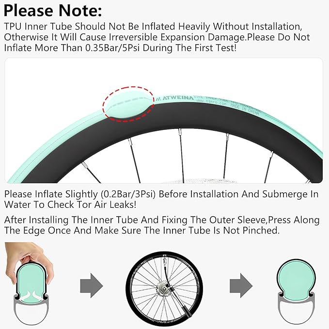 2-Pack TPU Bike Inner Tube 700C x 18-32C with Metal Presta Valve, Ultralight Road Bike Tube, Puncture-Resistant Bicycle Tube for Road, All-Road & Gravel Bikes