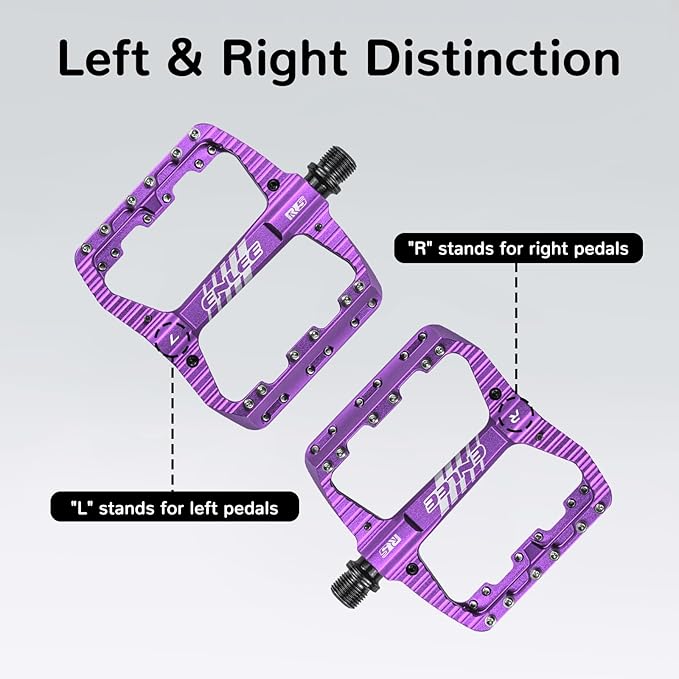ENLEE Mountain Bike Pedals Flat, 3 Sealed Bearing Lightweight Aluminum Metal Bike Pedals 9/16", Waterproof MTB Pedals Flat with Removable Anti-Skid Nails for Adult Mountain Road BMX Bike