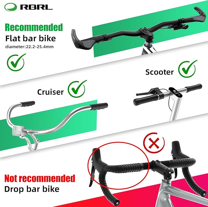 RBRL Bicycle Mirror, Aluminum Alloy Bike Mirror Handlebar Mount, Anti-shake & Break-proof, Foldable HD Real Glass Rotatable Ebike Accessories, Bike Rear View Mirror for Ebike Scooter (Left)