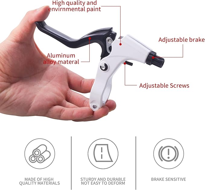 Complete Bike Brakes Set, Universal Bike Front and Rear MTB Brake, Inner and Outer Callipers Cables Lever Kit with Multi-Tool Wrenches Black White