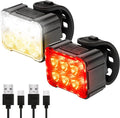 2 Pcs Bike Light,Bicycle Lights Front and Rear,USB Rechargeable Bike Light Set 6+12Modes,IPX4 Waterproof Bike Lights for Night Riding or Cycling,Taillights with Internal Spot and External Flood Light