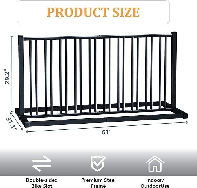 YOHKOH Bike Parking Rack, 20 Bikes Storage Dual Side Floor Bike Rack Stand, Heavy-Duty Outdoor Stand for Garage, Store, School, University, Powder Coated Carbon-Steel, 61" W x 31.1" D x 29.2" H