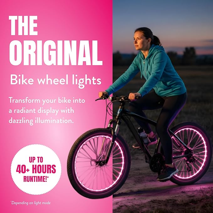 Activ Life 2-Tire Pack LED Bike Wheel Lights with Batteries Included, Get 100% Brighter and Visible from All Angles for Ultimate Safety and Style