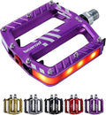 LED Bike Pedals in 5 Modes Lights, USB Rechargeable, Waterproof, CNC Aluminium Red Platform Bicycle Pedals w 9/16in Cr-Mo Spindle 3 Bearings for Adult Youth Commuter Road Bike Pedals Replacement