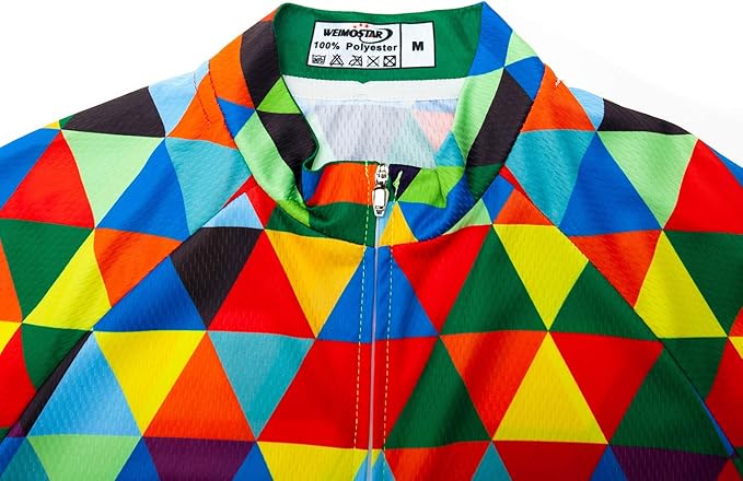 Weimostar Men's Cycling Jersey Short Sleeve Bike Clothing Multicolored Diamond