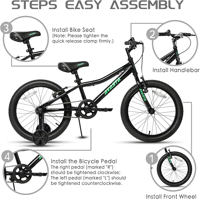 AVASTA Bilbo 18 20 24 Inch Kids Bike for Boys Girls 5-14 Years Old, Retro Style High Carbon Steel Bicycle with Adjustable Handlebars and Seat, Dual V-Brakes, Kickstand, Multiple Colors