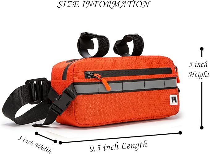 ROYALFAIR Waterproof Bike Handlebar Bag with Reflective Strips & Shoulder Strap, Bicycle Front Frame Storage Pouch for Mountain Road Cycling Commuting (Orange)