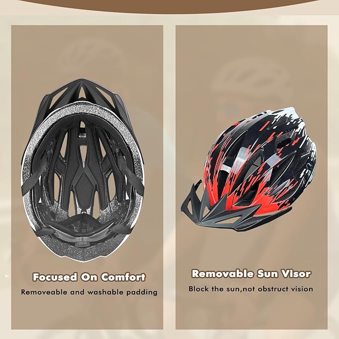Road Bike Helmet Adult Men & Women, Adjustable Lightweight Design (22-24.5 Inches) - Vented, Removable Visor & Reflective White, for Day and Night Commuting & Sports | CPSC Certified