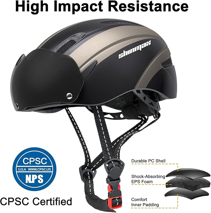 Shinmax Bike Helmet for Men Women, Bicycle Helmet with Detachable Magnetic Goggles Adjustable for Adult Road Biking Mountain Cycling Helmet
