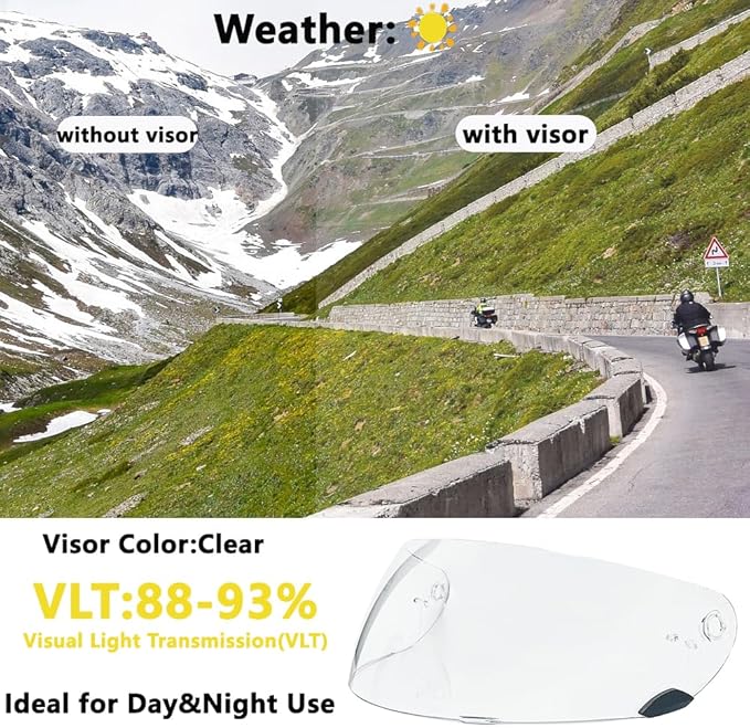 Qualifier DLX Helmet Visor,UV Protection Motorcycle Helmet Face Shield Compatible with Bell Qualifier DLX Mips/Qualifier/Star/Vortex/RS-1/RS-2/Revolver(Clear)