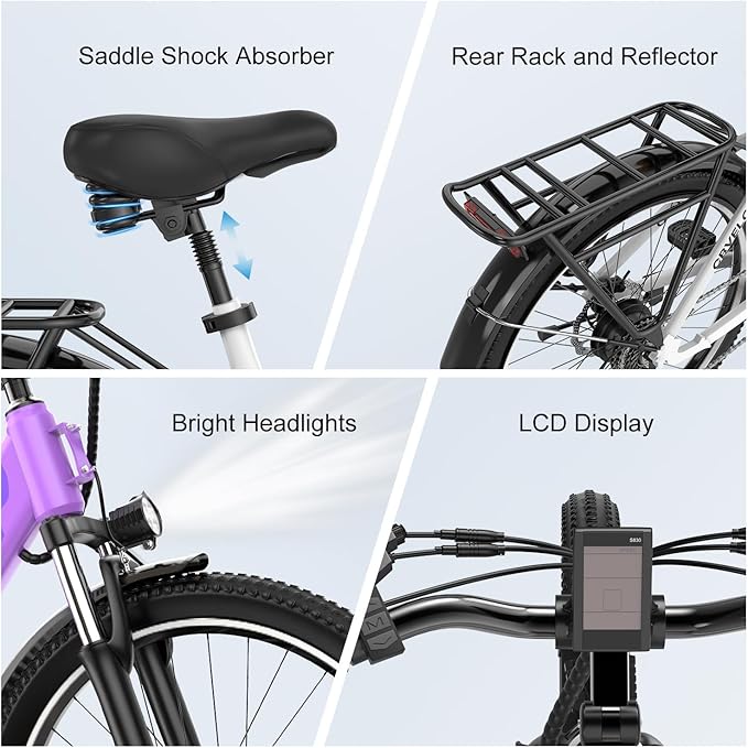 1000 Peak Electric Bike for Adults,up 80 Miles Removable Battery Ebike, 26" Electric E Bike with 7-Speed,Adult Electric Bicycles for Commute Beach Snow Womens/Man All Terrain