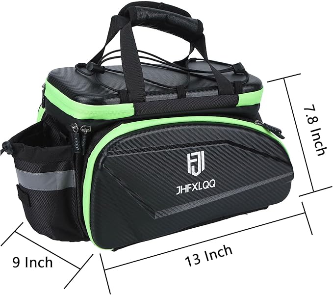 Bike Bag for Bicycle Rear Rack: 17L (Expandable to 35L) Large Capacity Hard Shell Electric Bike Trunk Saddle Bag Waterproof Leather Carbon Fiber Style - Panniers Bike Bags for Ebike and Bicycle