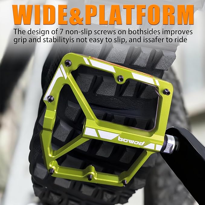 Bike Pedals 9/16" Lightweight Non-Slip Bicycle Platform Pedals - Fits Most Adult Bikes & Mountain Bikes &MTB, Road Bikes and Slip-Resistant Design