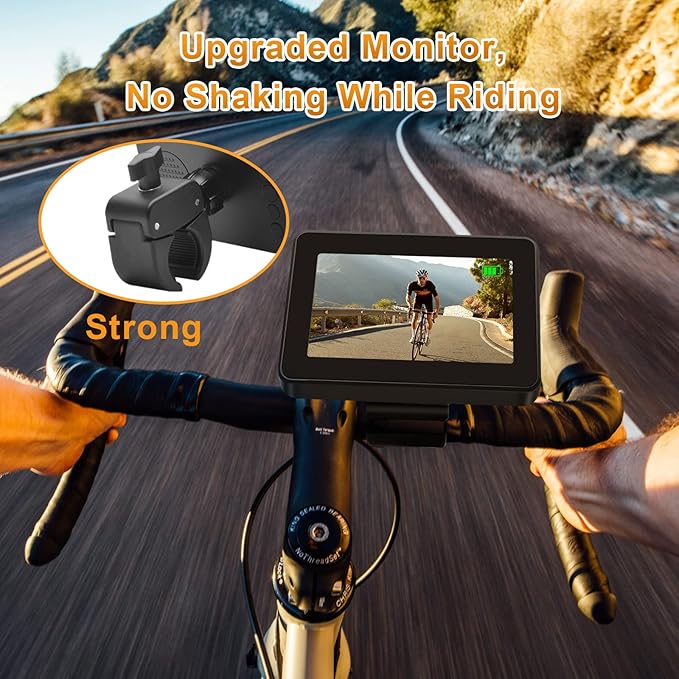 Bike Mirror Camera with 115°Wide Angle, 4.3" HD 1080P Monitor Bike Rear View Camera, Night Vision Bike Camera for Handlebars, Adjustable Bicycle Camera for E-Bike,Mountain, Road Bike