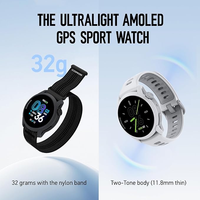 COROS PACE 4 Ultralight Sport GPS Watch, 1.2" AMOLED Touchscreen,19 Days of Daily use, Voice Features, Advanced Training Tools, Accurate GPS, Heart Rate Monitor, Navigation, Run, Bike - White Nylon