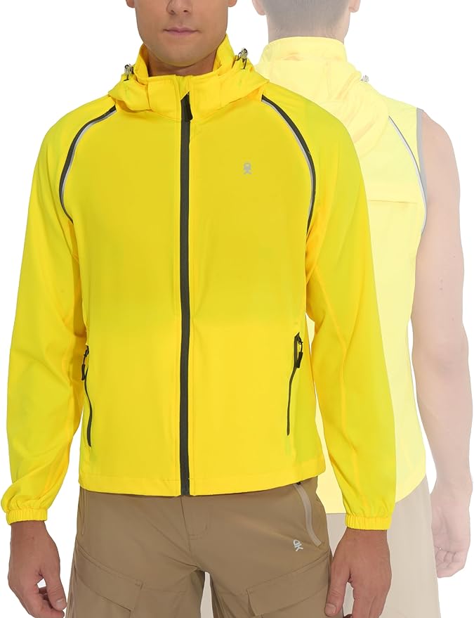 Little Donkey Andy Men's Quick-dry Running Jacket, Convertible UPF 50+ Cycling Jacket Windbreaker with Removable Sleeves