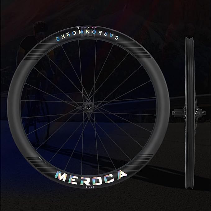 Carbon Road Bike Wheelset, 700C Reflective Pattern Clincher, Center Lock Barrel Axle Disc Brake 50mm Deep Wheelset