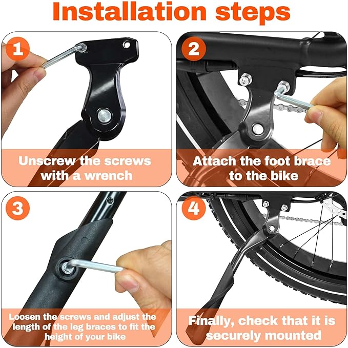 Kickstands for Adult Bikes, Adjustable Strong Bicycle Kickstand for Most 24"-29", Bicycle Kickstand for Electric Mountain Adult Bike(40mm)
