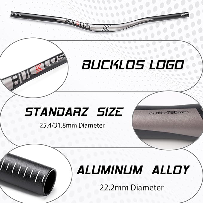 BUCKLOS 25.4/31.8mm Mountain Bike Handlebars Flat/Riser Bar, Aluminum Alloy MTB Handlebar 660/720/780mm, Premium Matter Mount Bikes Bicycle Handle Bar.