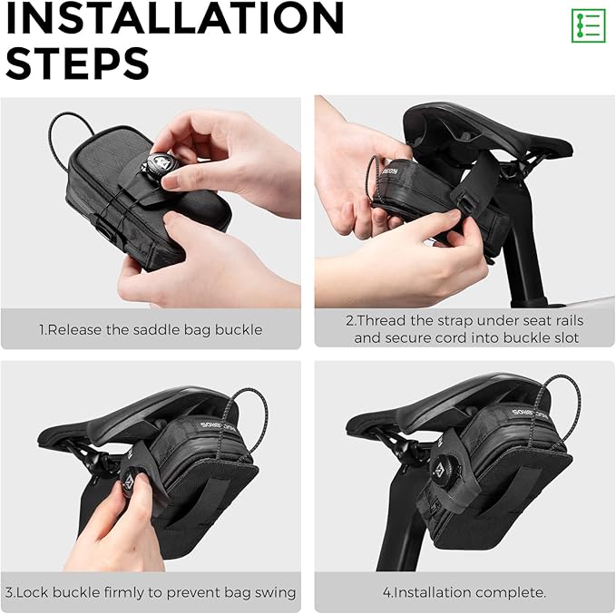 ROCKBROS Water-Resistant Bike Saddle Bag with Water Bottle Holder & Taillight Hanger – Large Capacity Rear Seat Pack for Road & Mountain Cycling