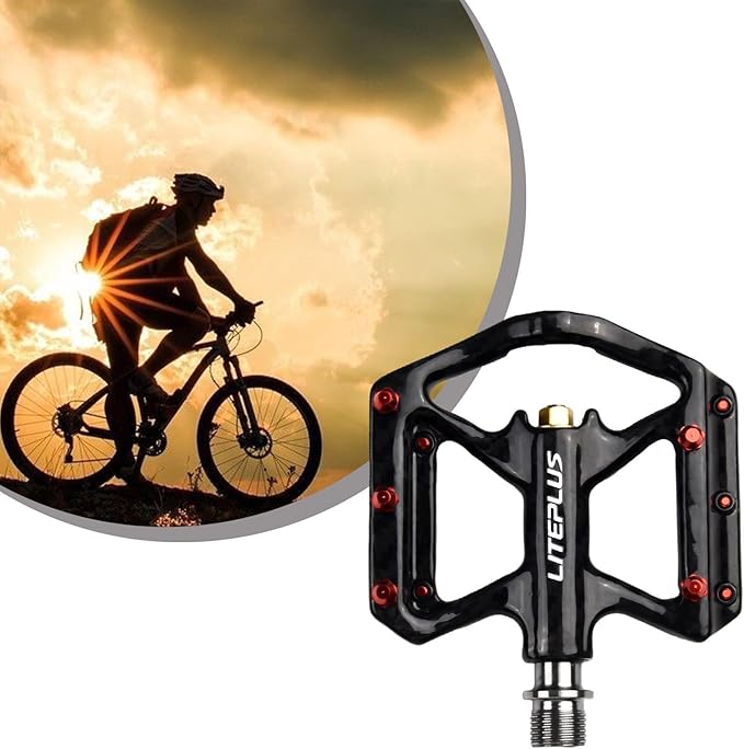 Ultralight Carbon Fiber Road Bicycles Pedals – 181g/pair, 99mm Wide Platform for Titanium Sealed Bearings & 10 Aluminum Anti-Slip Nails, Compatible for Road/Mountain/Folding Bikes