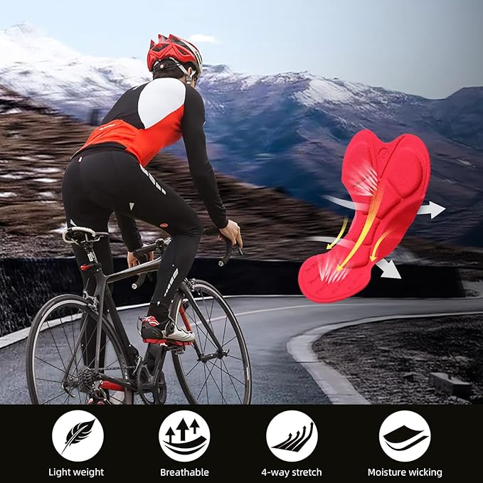 Souke Sports Men's Bike Pants Long 4D Padded Cycling Tights Leggings Outdoor Riding Bicycle