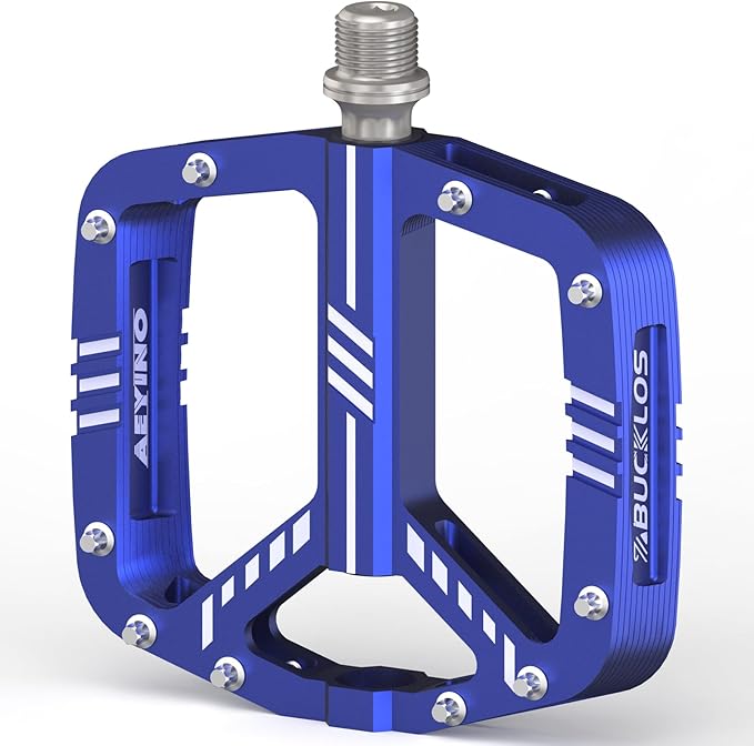 BUCKLOS MTB Flat Pedals Mountain Bike Pedals, 3 Bearings CNC Adult Road Bike Pedals, Bicycle Platform Aluminum Alloy Non-Slip Pedal for Gravel Bike/BMX 9/16"(Black)
