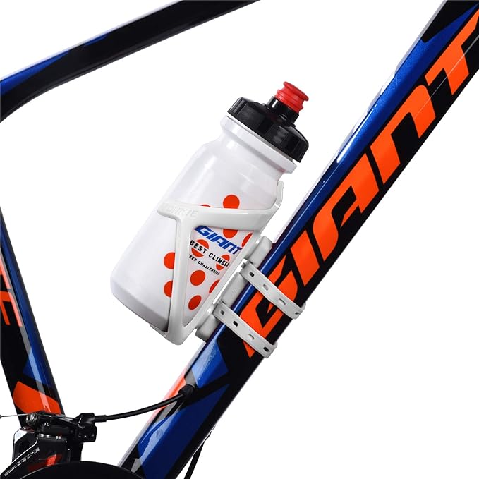Bicycle Bottle Cages, Plastic Bike Bottle Holder with Cage Mounting Base (White)
