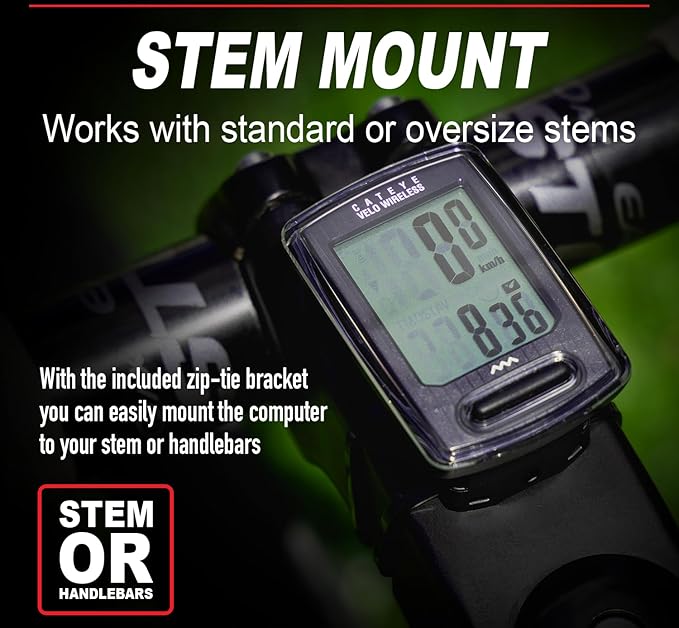 CATEYE Velo Wireless Bike Computer – Analog Speedometer & Odometer with Calorie Tracking, Auto Start/Stop, Programmable Odometer, Waterproof IPX8, Secure Zip-Tie Mount
