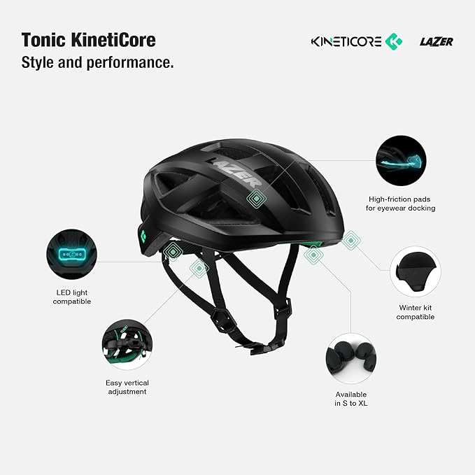 LAZER Tonic KinetiCore Bike Helmet, Lightweight Bicycling Gear for Adults, Men & Women’s Cycling Head Gear