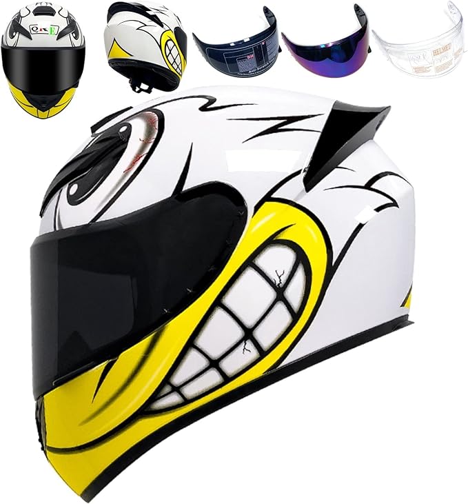 Full Face Motorcycle Helmet Racing Motocross Helmets with Pinlock Compatible Clear&Tinted Visors DOT Model Approved Street Bike Helmet