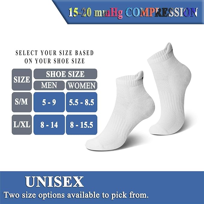 QUXIANG Compression Socks for Women & Men Circulation 3/6/7 Pairs Arch Ankle Support 15-20 mmHg Best for Running Cycling