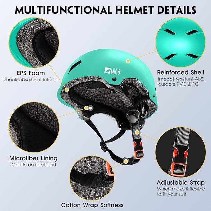 Skateboard Helmet for Adults - Adjustable Certified Safety Adults Helmet for Skateboarding Bike Bicycle Scooter Cycling Skate Skating Multisport Helmets for Women Men Boys Girls Kids Youth