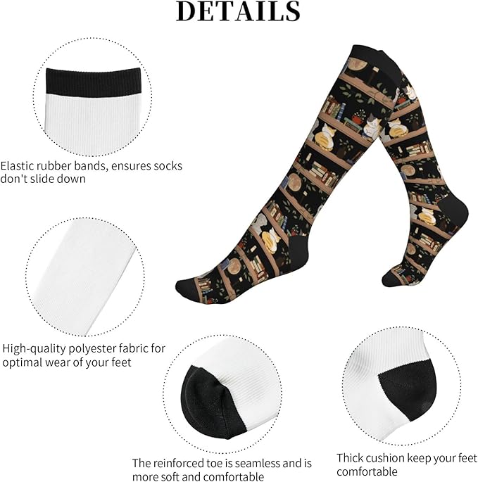 bassyil Compression Socks for Women & Men Circulation 15-20 mmHg Knee High Best Support for Nurses Travel Running Athletic