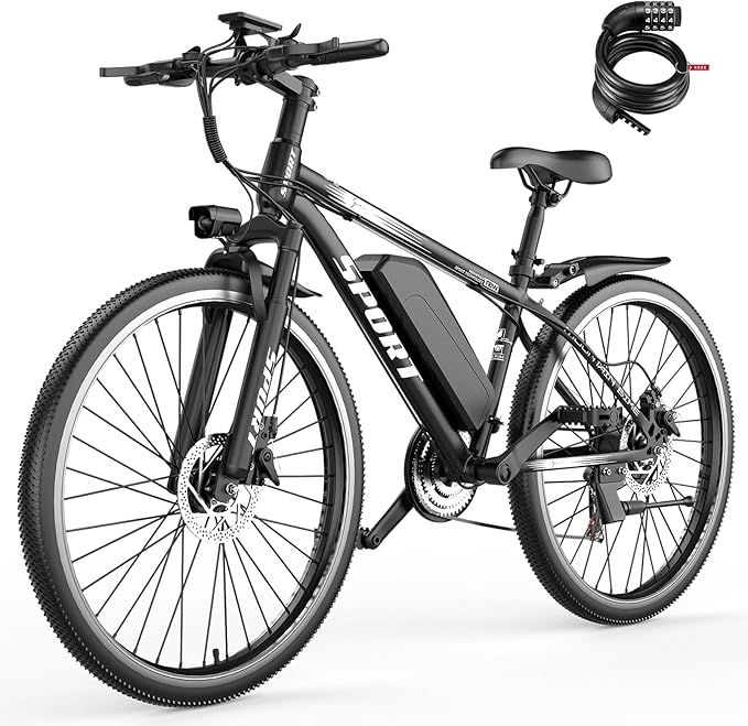 ASKGO Electric Bike for Adults, 1500W Peak Motor, 25Mph, 65Miles, 48V 10AH Removable Battery, 26“ Mountain Ebike with 7-Speed Gear for Beach Snow Commuter
