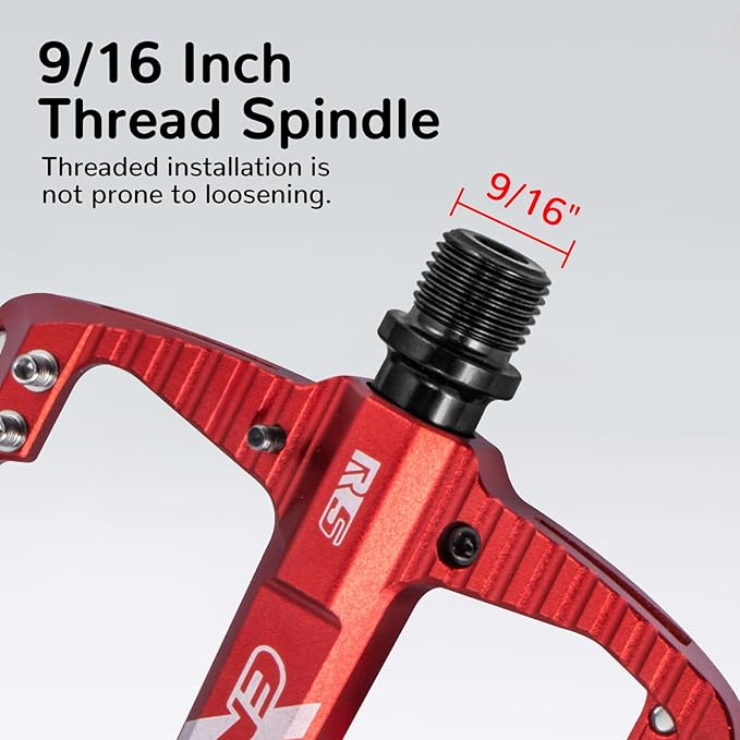 ENLEE Mountain Bike Pedals Flat, 3 Sealed Bearing Lightweight Aluminum Metal Bike Pedals 9/16", Waterproof MTB Pedals Flat with Removable Anti-Skid Nails for Adult Mountain Road BMX Bike