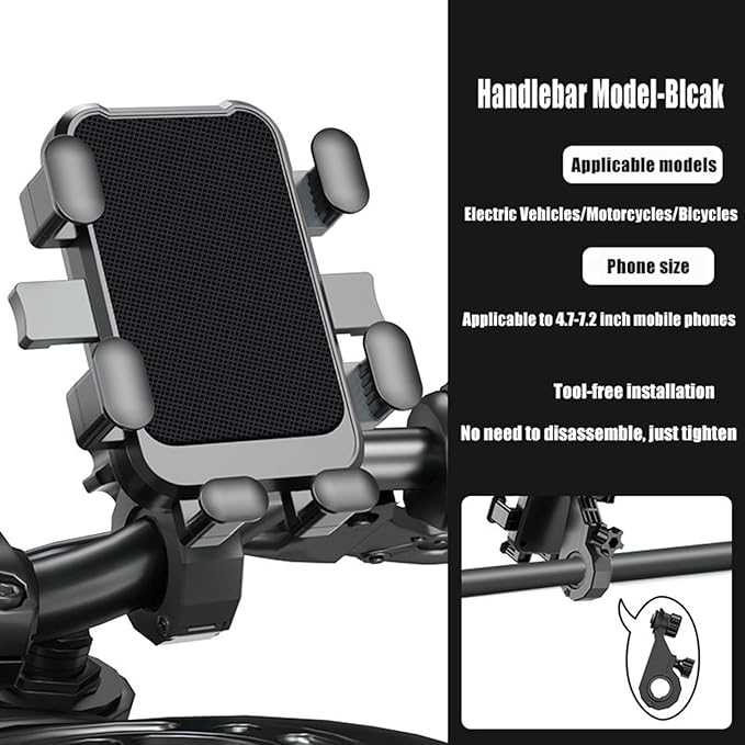 Motorcycle Phone Mount for Yamaha TT R 110 2008-2024, Bike Phone Holder Motorcycle Cell Phone Holder, Quick Install Anti-Shake Motorcycle Phone Mount Holder, B Handlebar Style