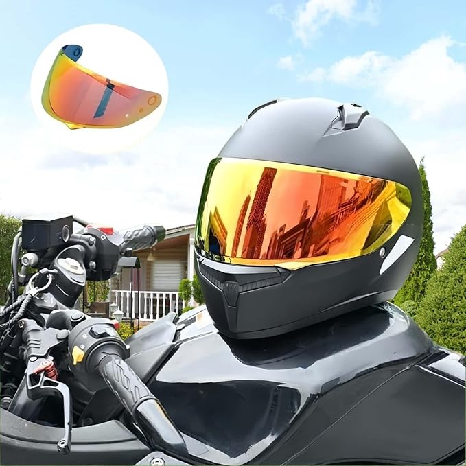 HJ-34P Visor Shield Replacement,HJC C10 Motorcycle Helmet Visor Compatible with HJ-34P HJC C10 UV Protection (Revo Deep Red)
